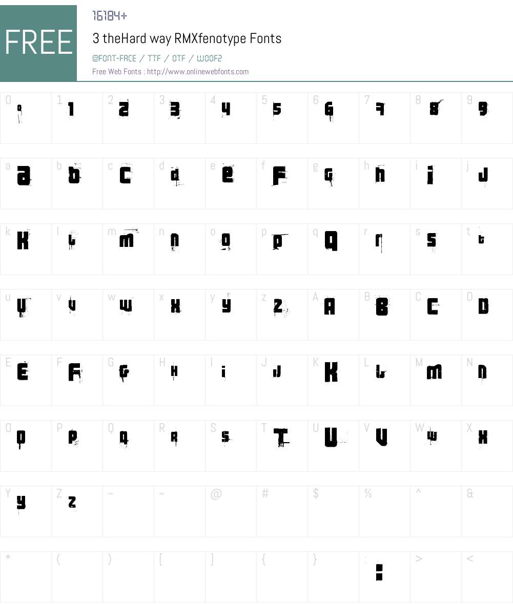 3 theHard way RMX Font Screenshots
