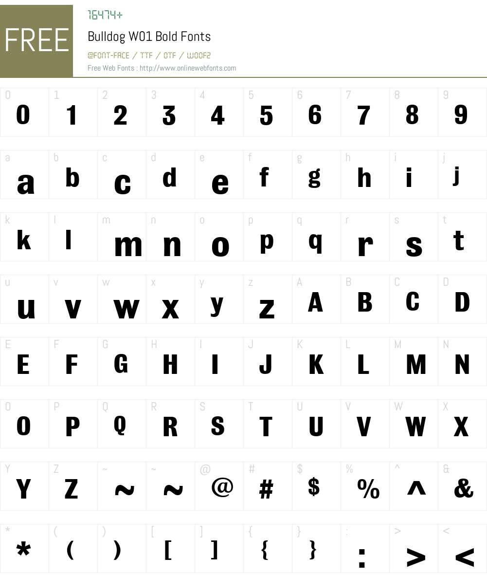 BulldogW01-Bold Font Screenshots