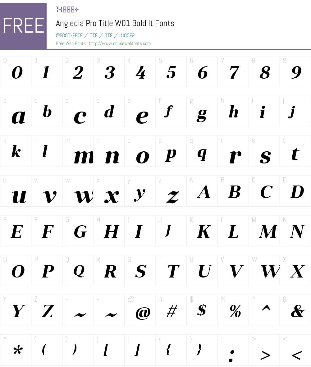 AngleciaProTitleW01-BoldIt Font Screenshots