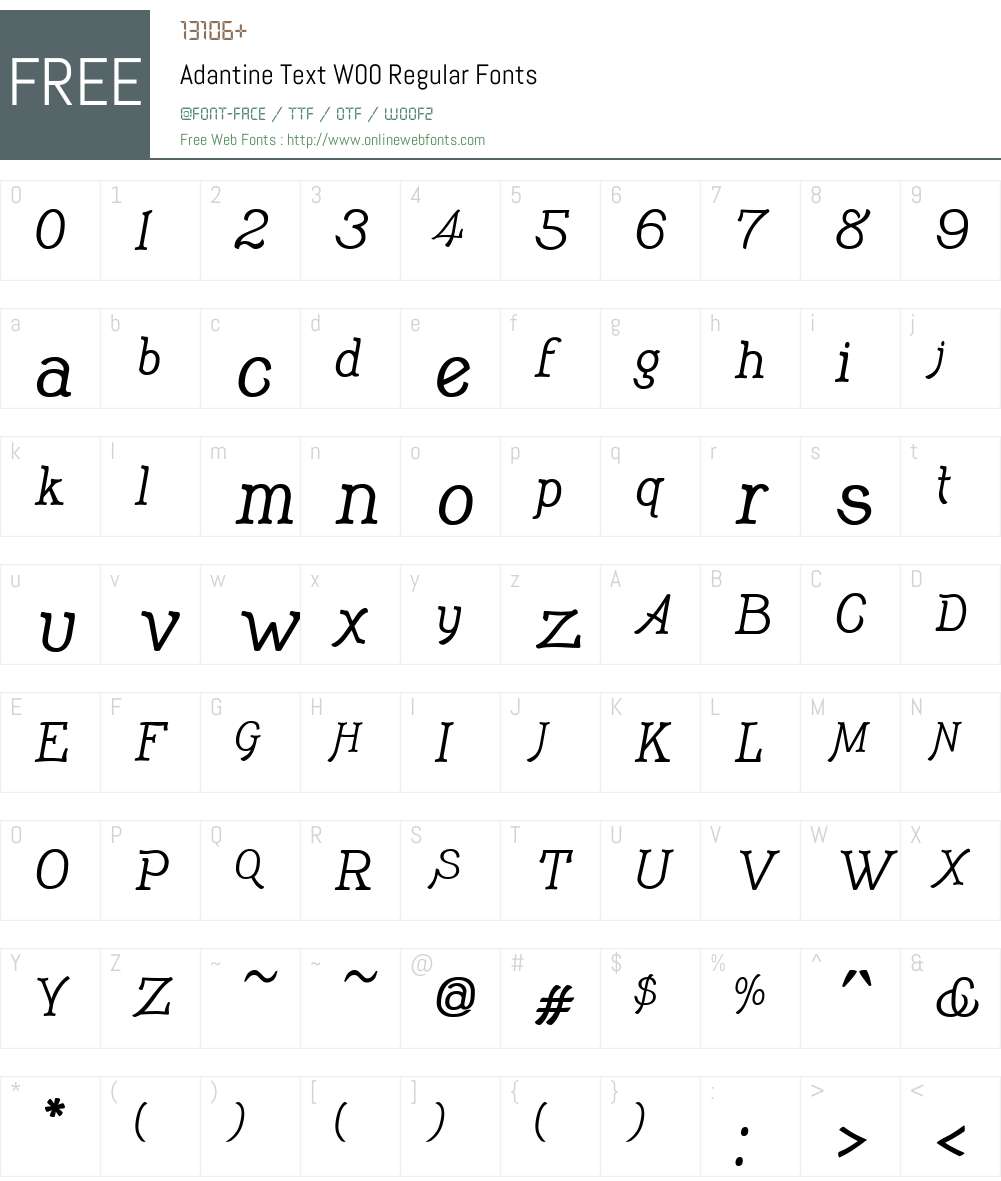 AdantineTextW00-Regular Font Screenshots