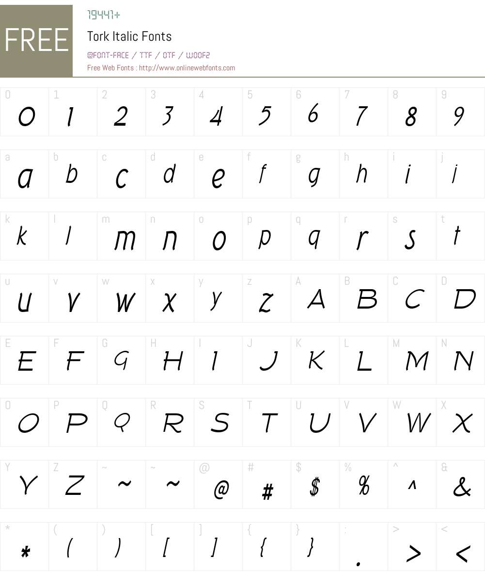 Tork Font Screenshots