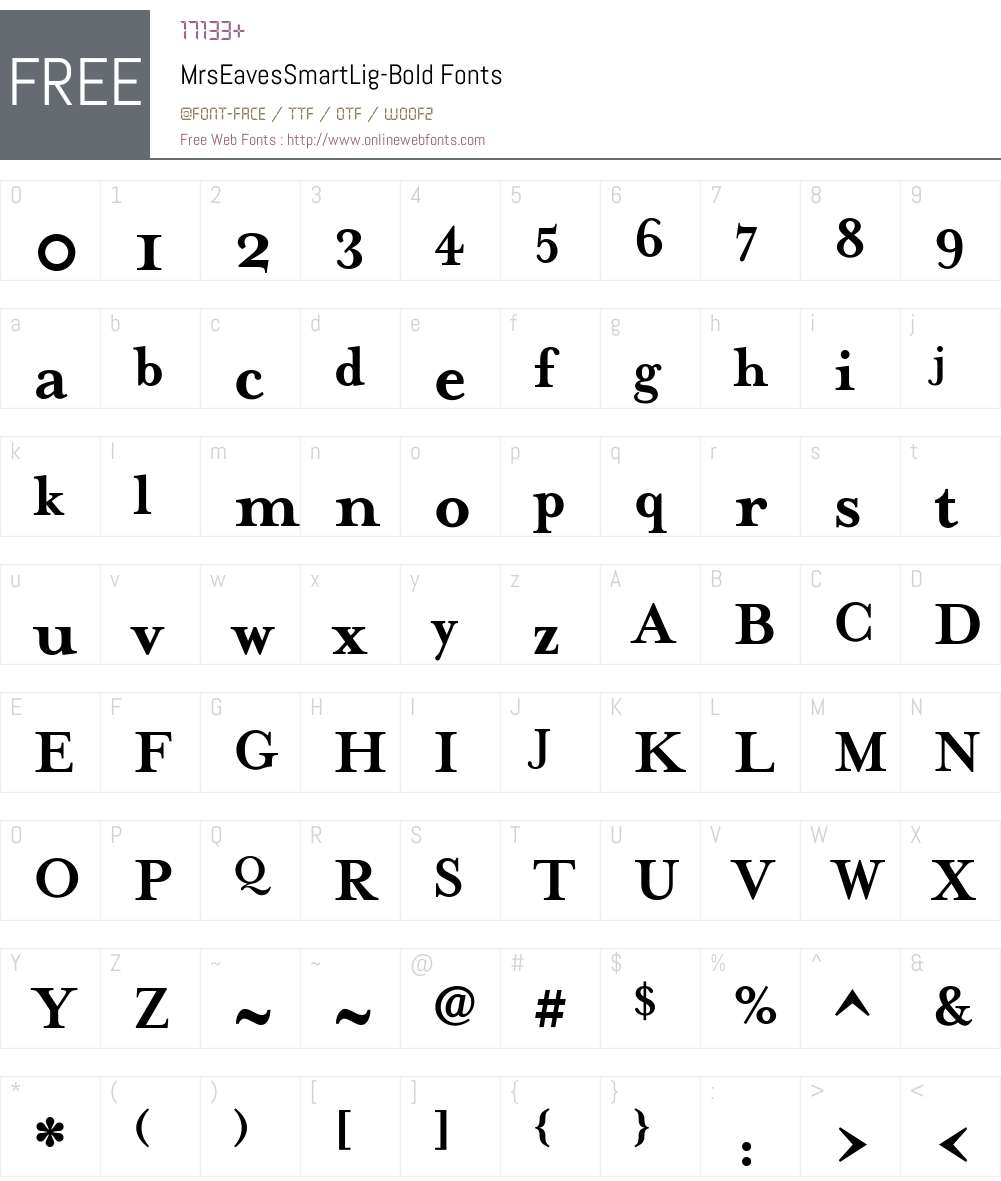 MrsEavesSmartLig Font Screenshots