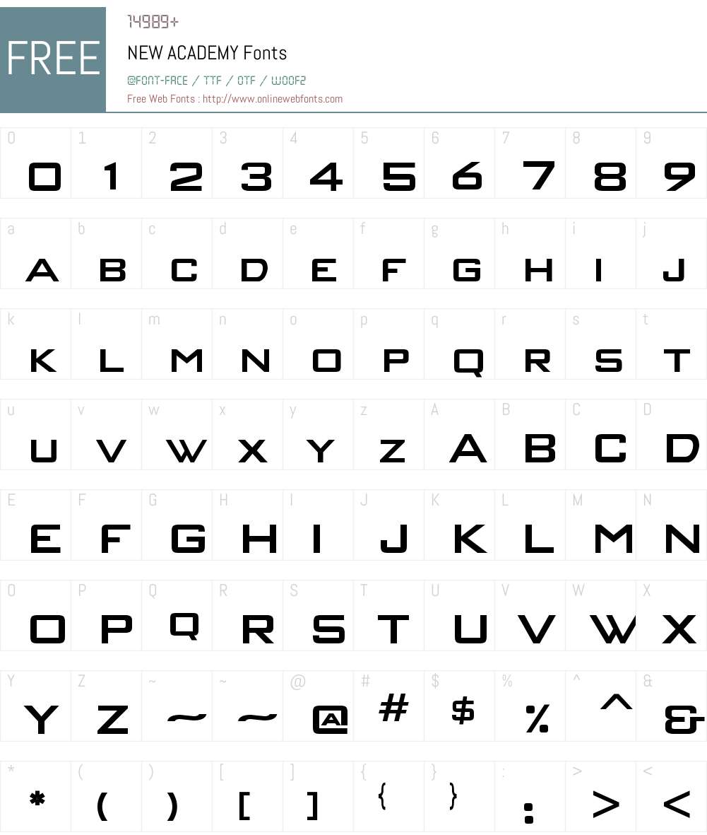 NEW ACADEMY Font Screenshots