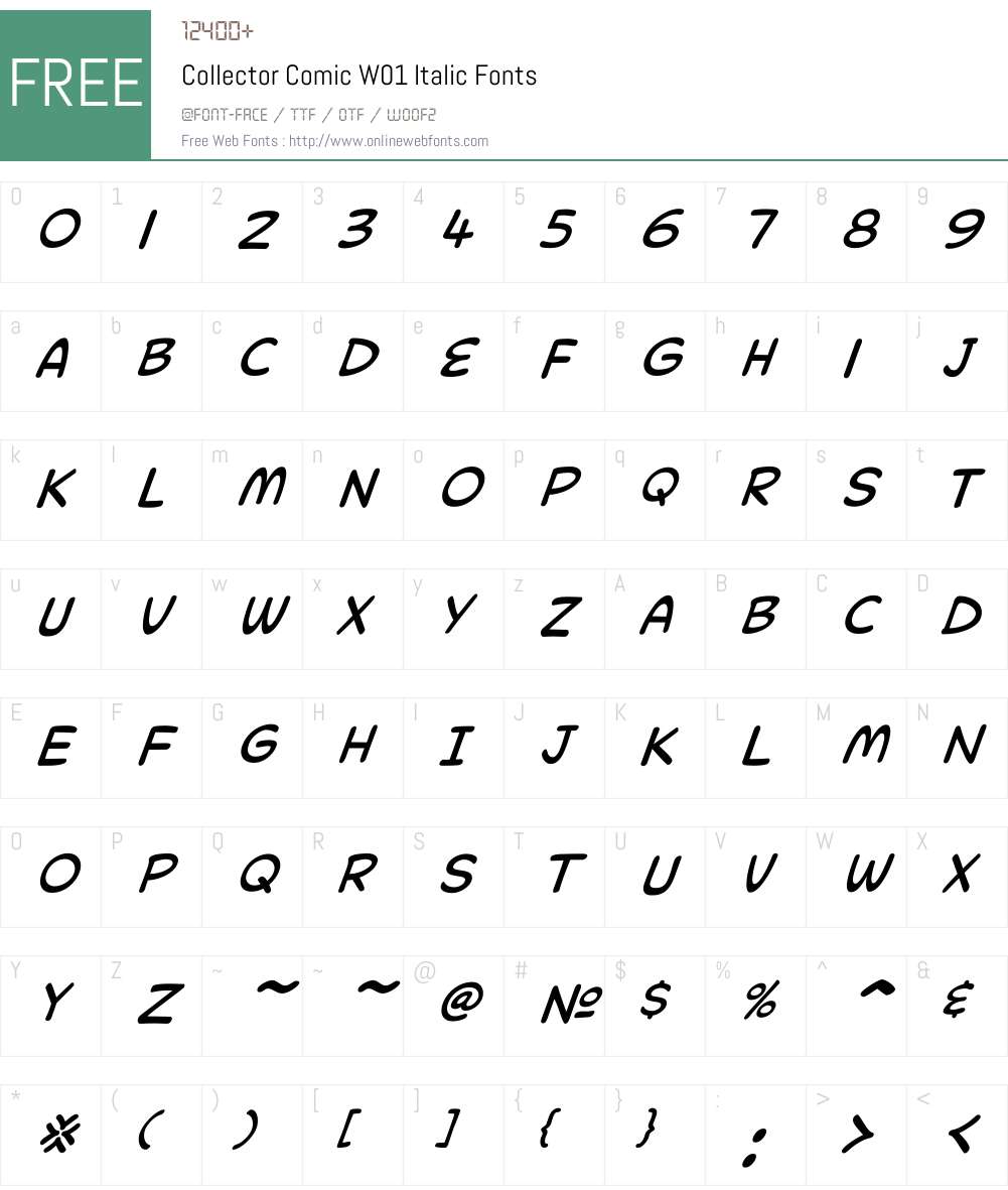 CollectorComicW01-Italic Font Screenshots