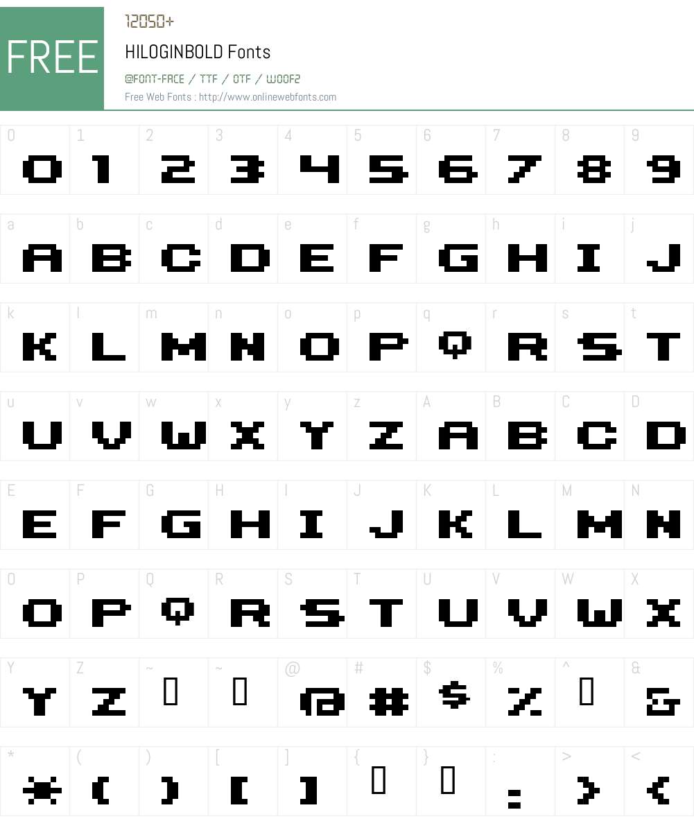HILOGINBOLD Font Screenshots