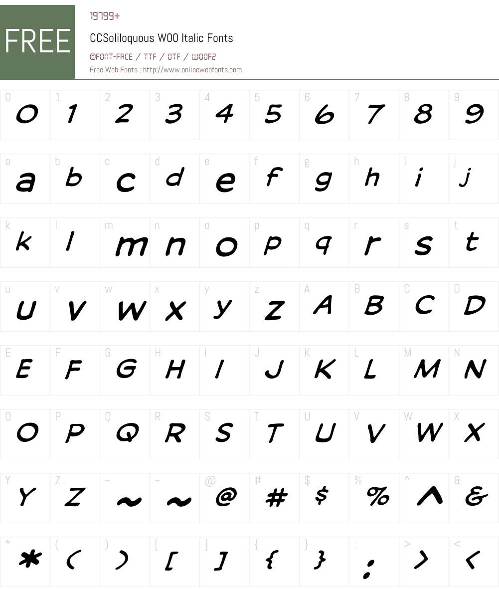 CCSoliloquousW00-Italic Font Screenshots