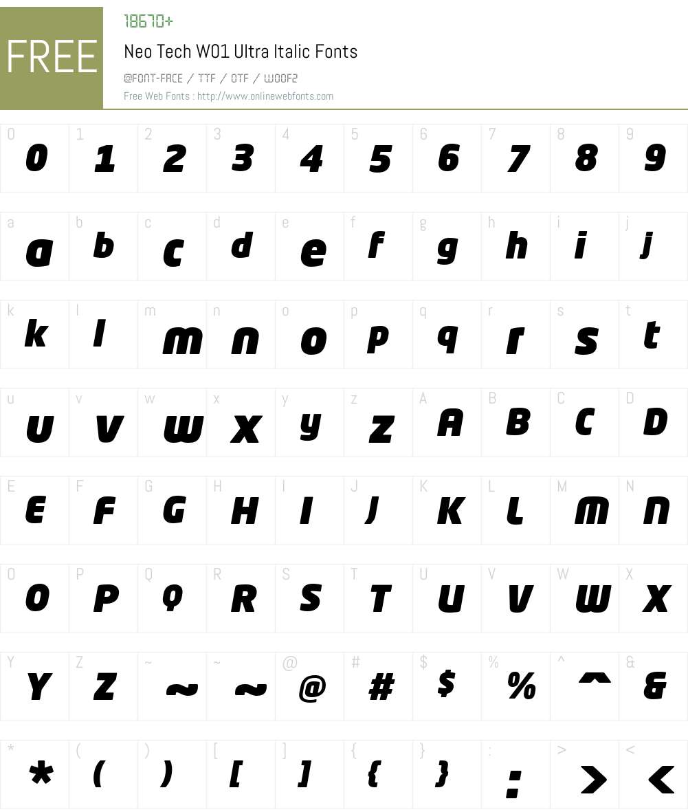 NeoTechW01-UltraItalic Font Screenshots