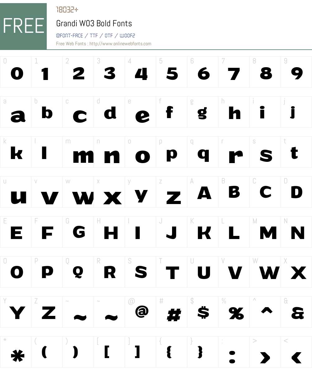 Grandi Font Screenshots
