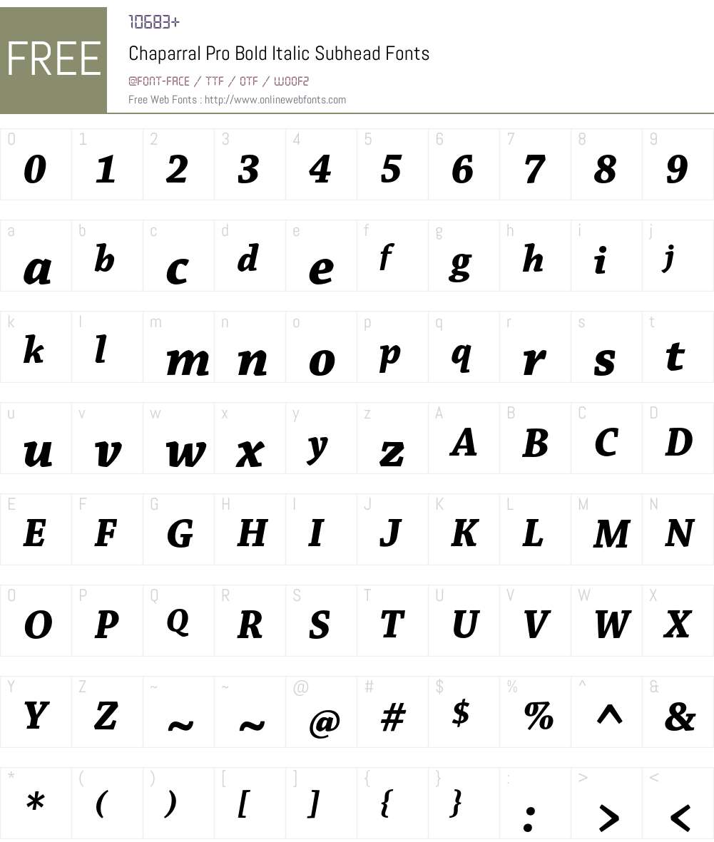 Chaparral Pro Font Screenshots