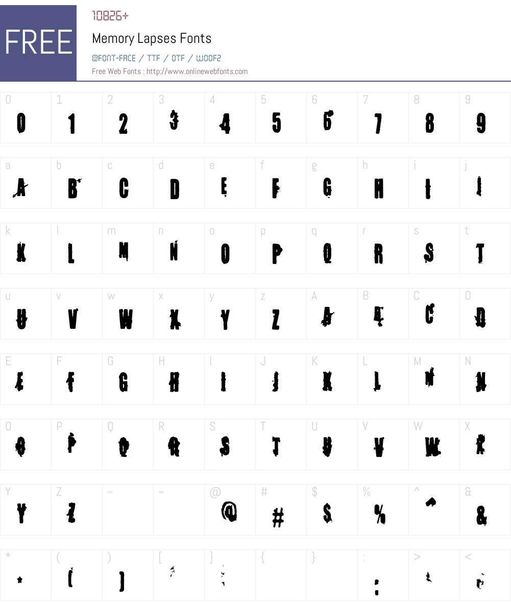Memory Lapses Font Screenshots