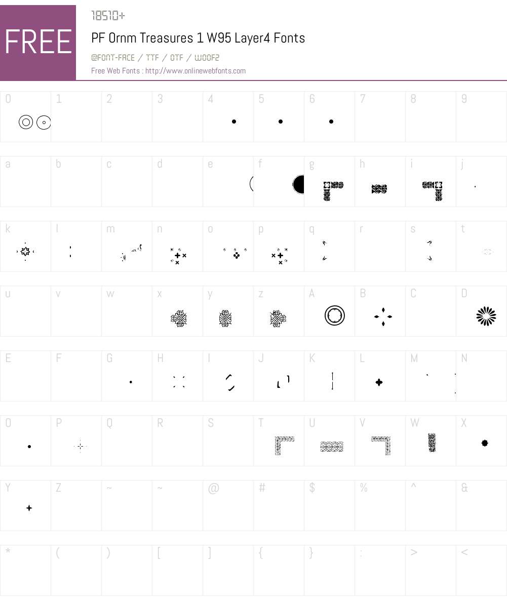 PFOrnmTreasures1W95-Layer4 Font Screenshots