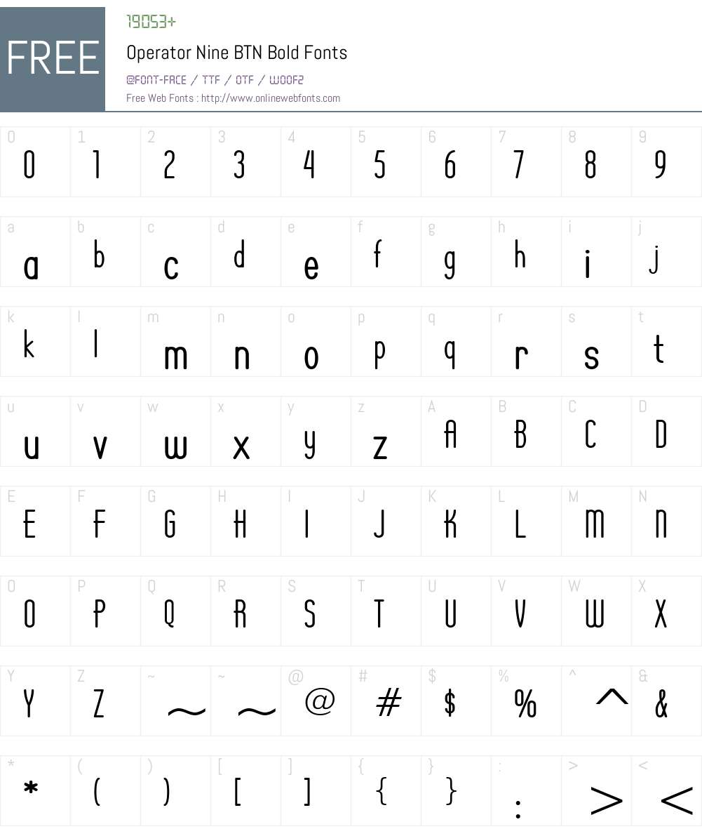 Operator Nine BTN Font Screenshots