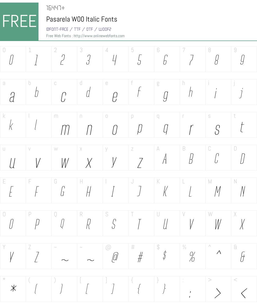 PasarelaW00-Italic Font Screenshots