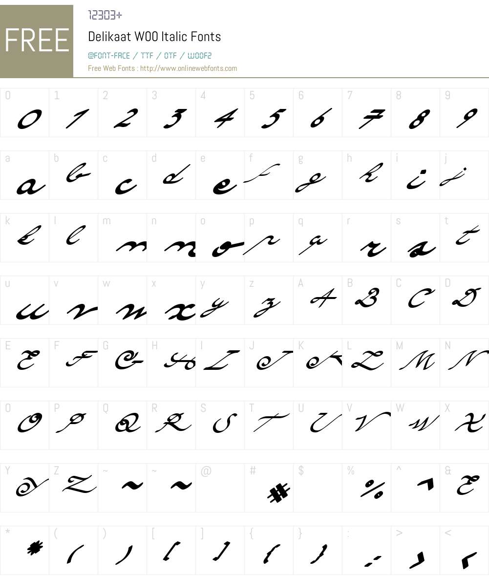 DelikaatW00-Italic Font Screenshots