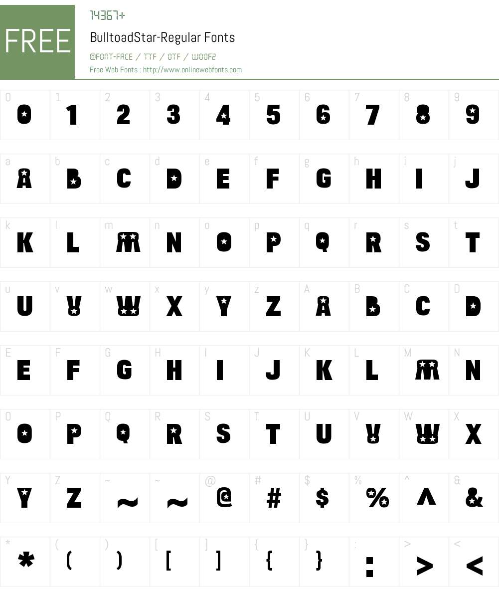 Bulltoad Star Font Screenshots