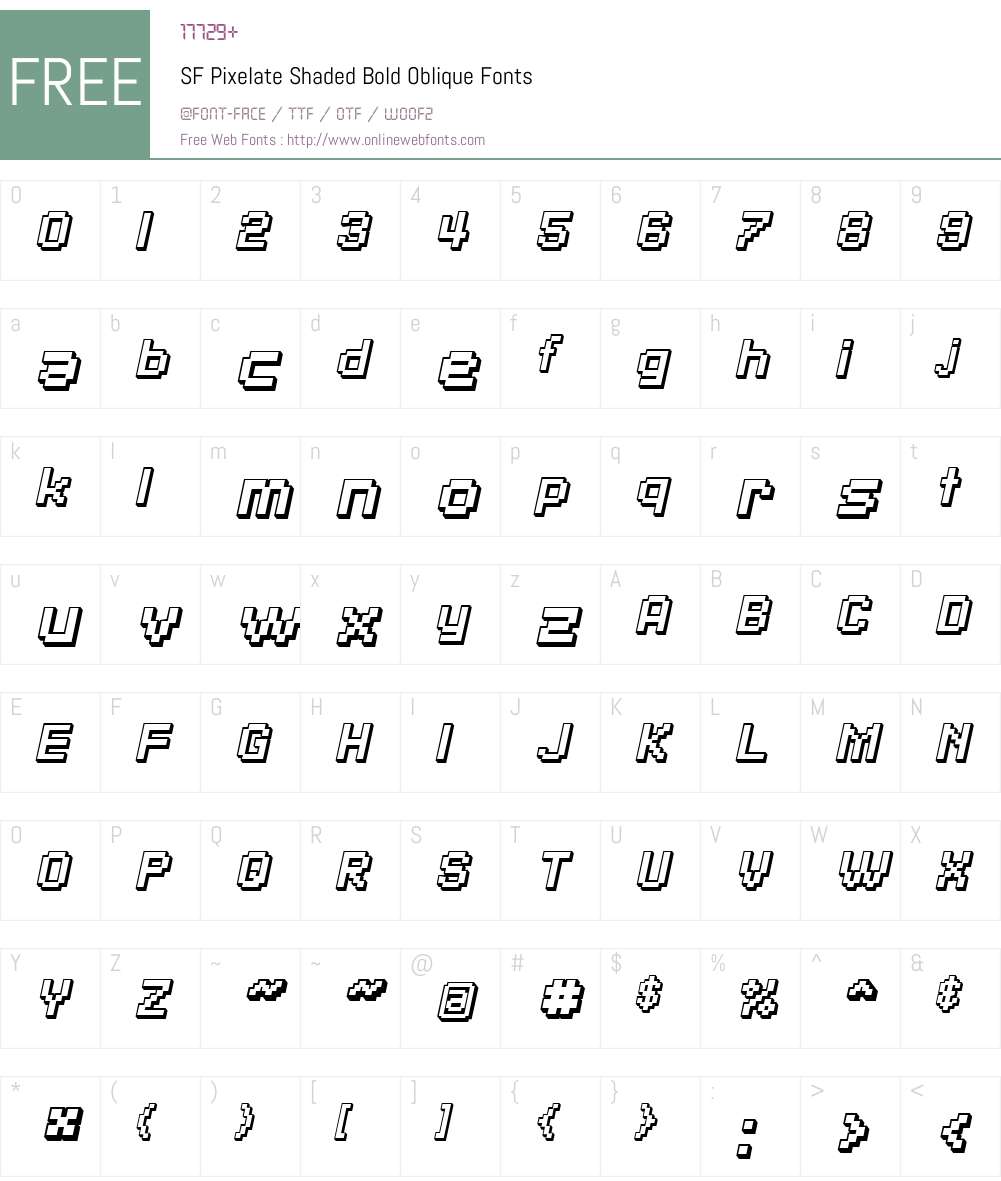 SF Pixelate Shaded Font Screenshots