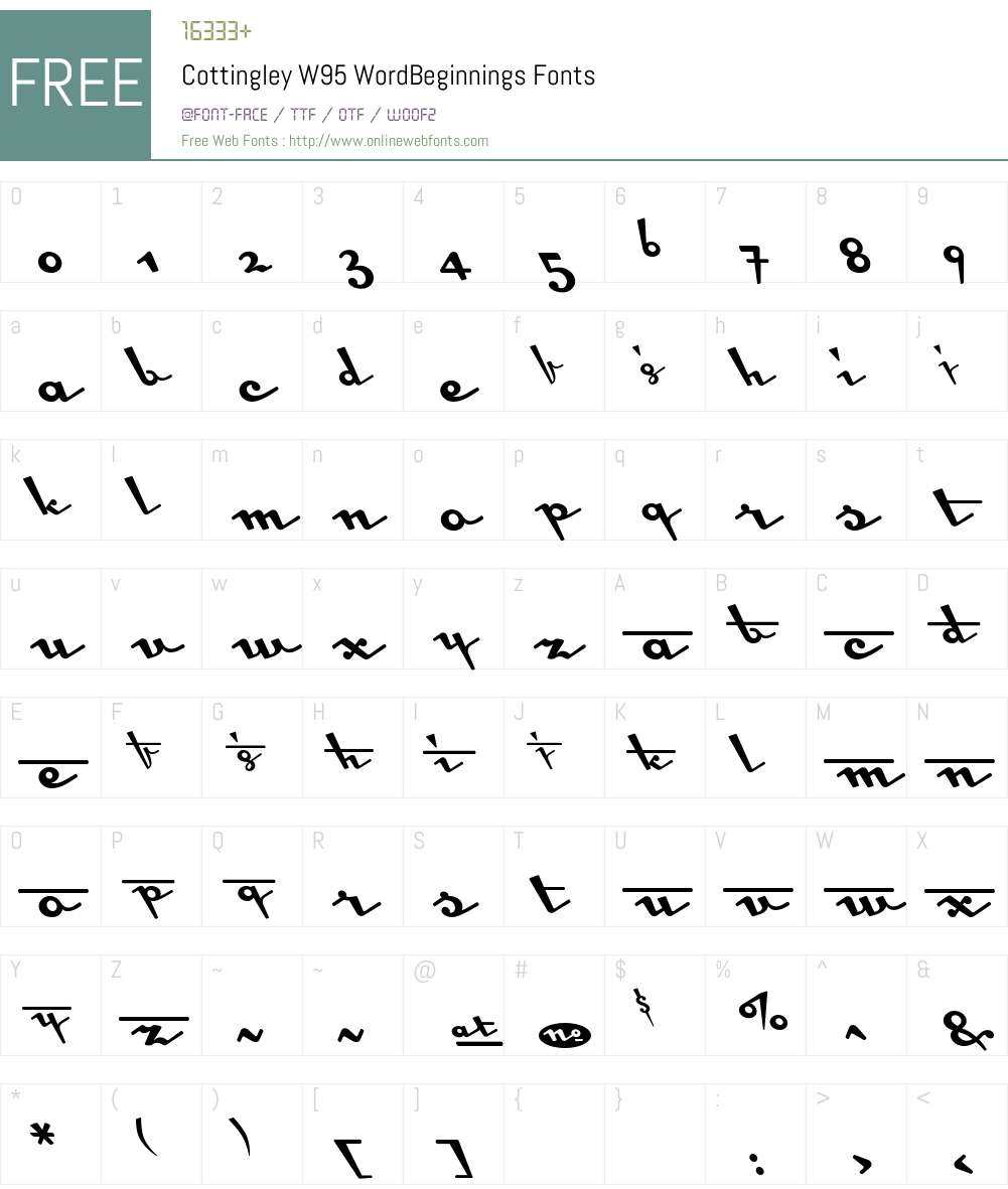 CottingleyW95-WordBeginnings Font Screenshots
