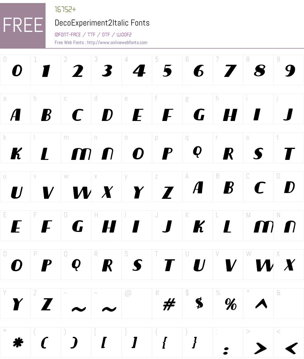 DecoExperiment2Italic Font Screenshots