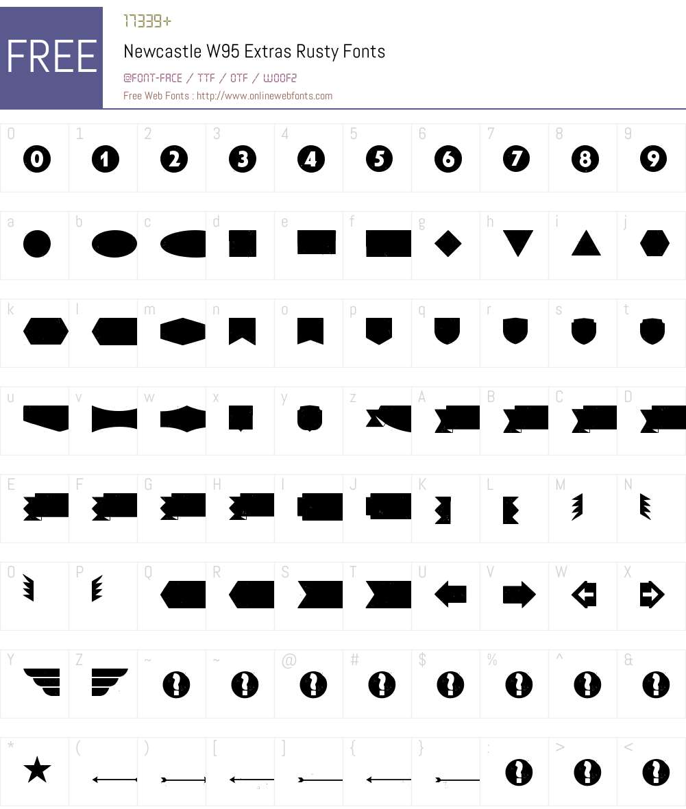 NewcastleW95-ExtrasRusty Font Screenshots