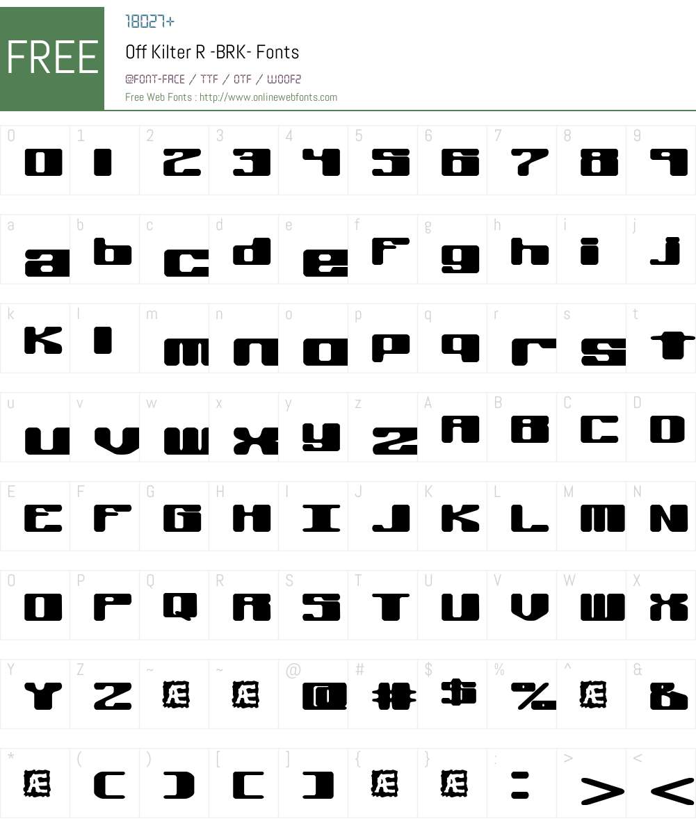 Off Kilter R (BRK) Font Screenshots