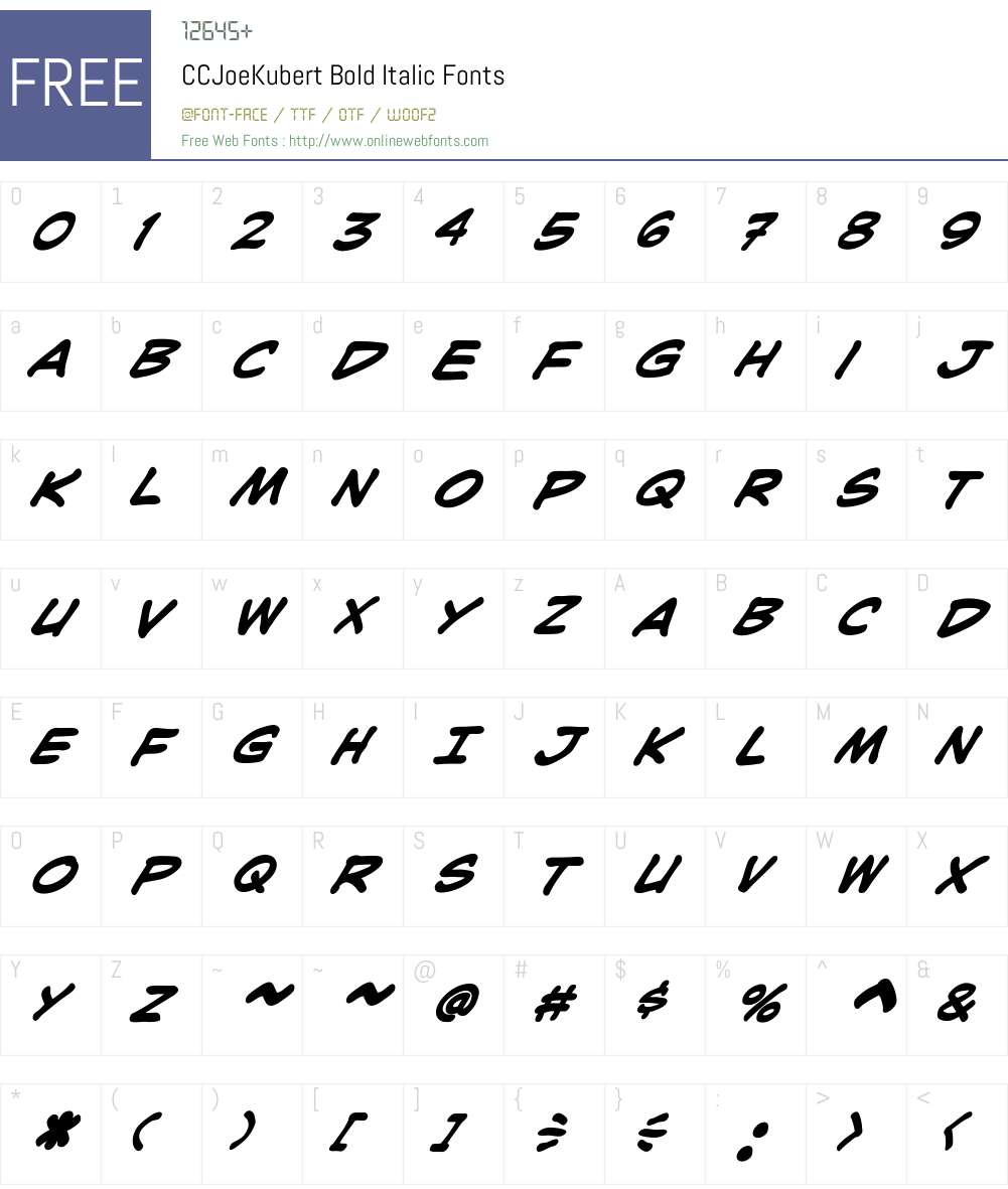 CCJoeKubert-BoldItalic Font Screenshots