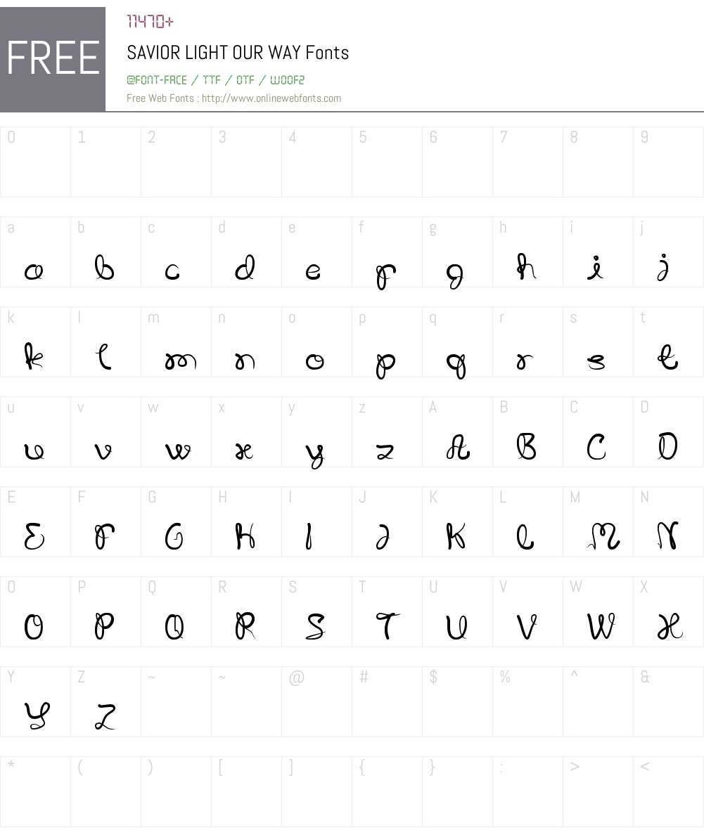 SAVIOR LIGHT OUR WAY Font Screenshots