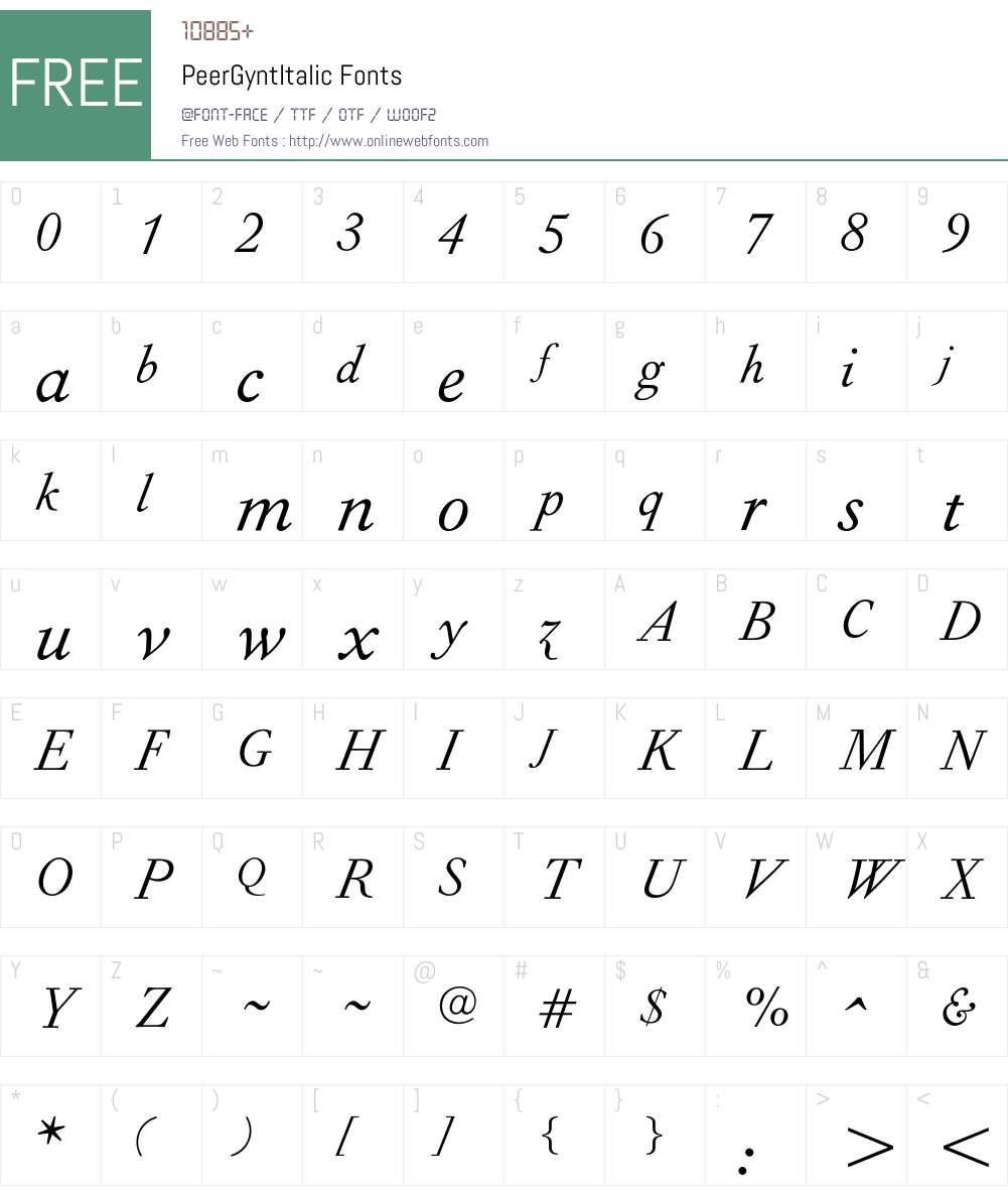 PeerGyntItalic Font Screenshots