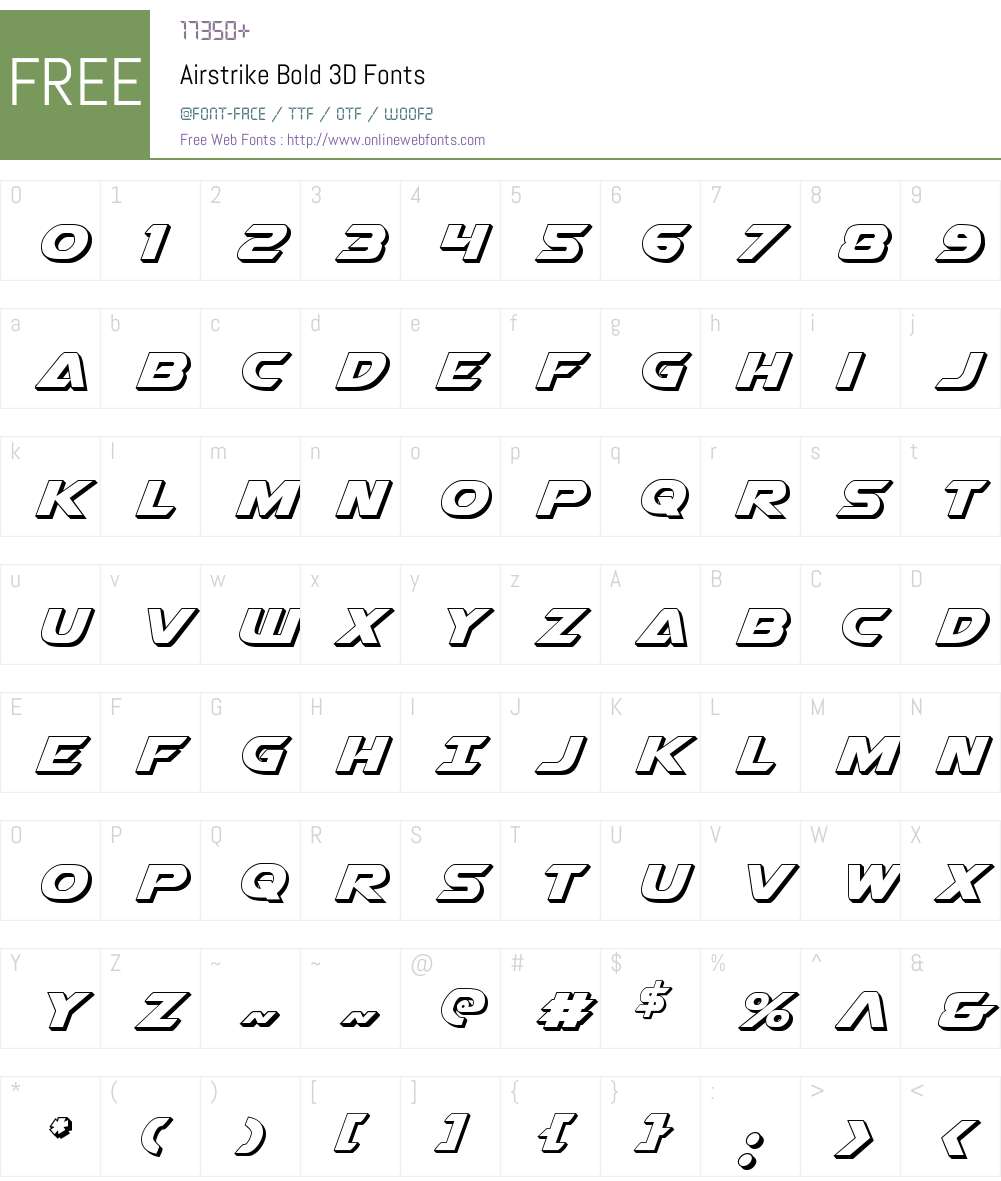 Airstrike Bold 3D Font Screenshots