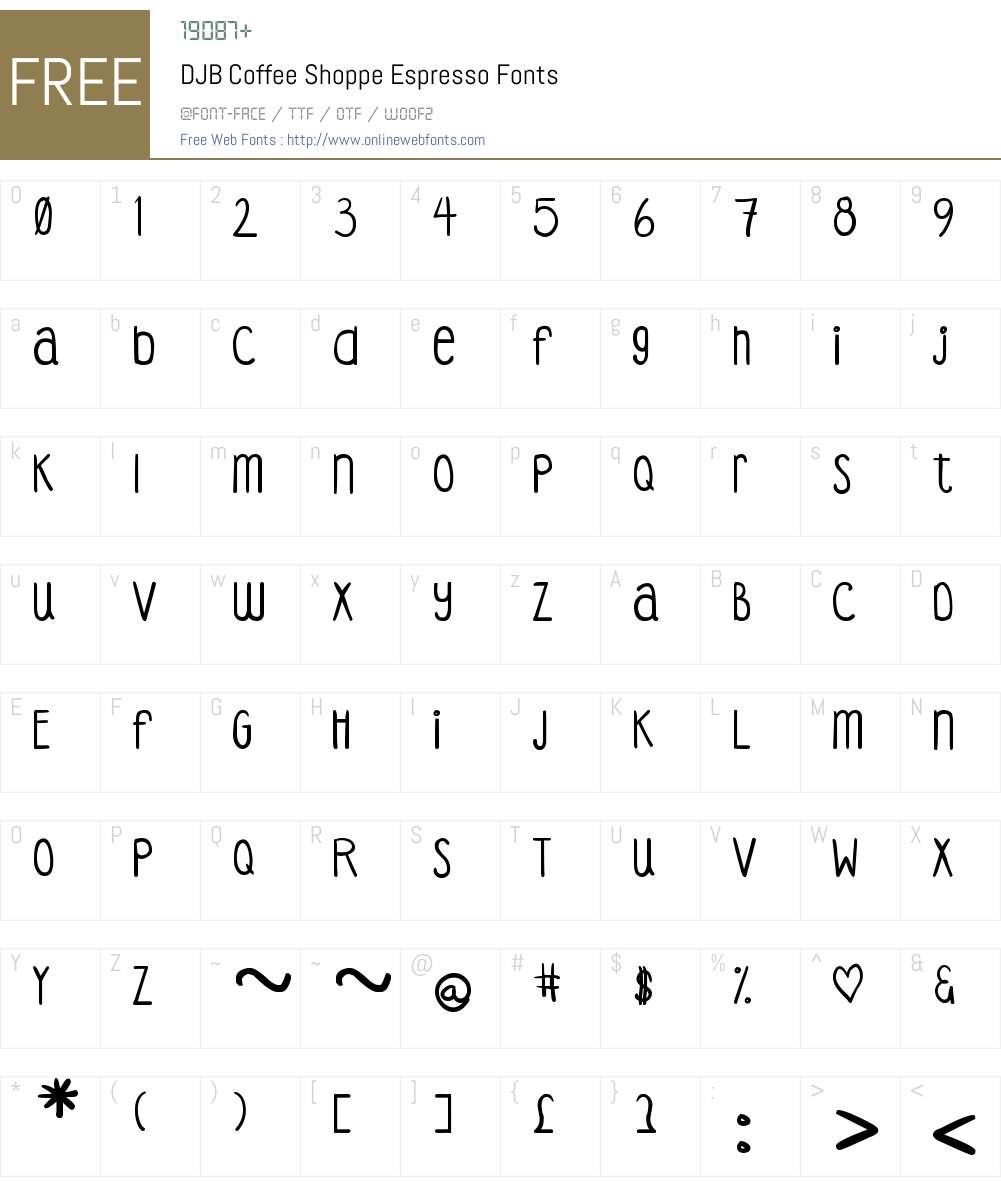 DJB Coffee Shoppe Espresso Font Screenshots