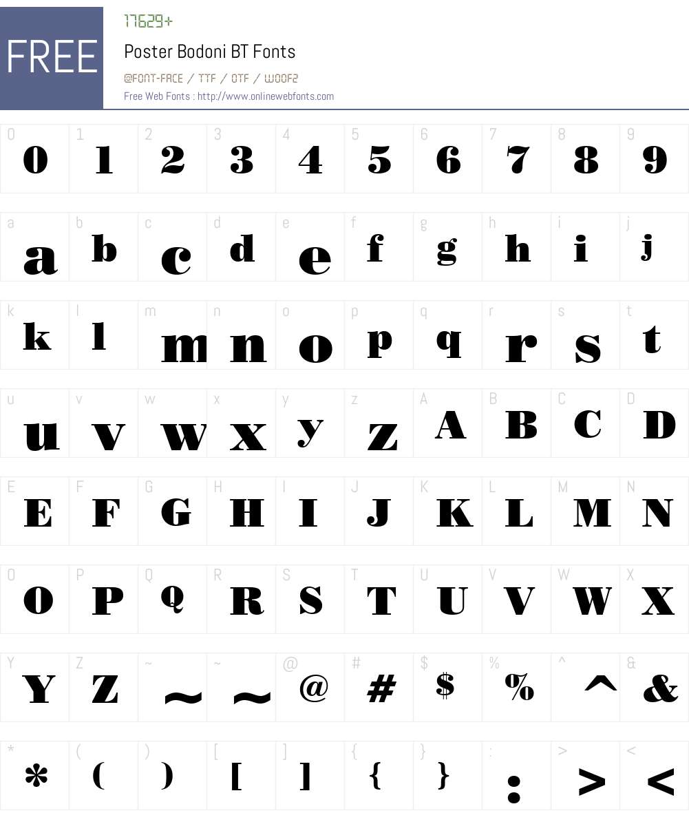 PosterBodoni BT Font Screenshots