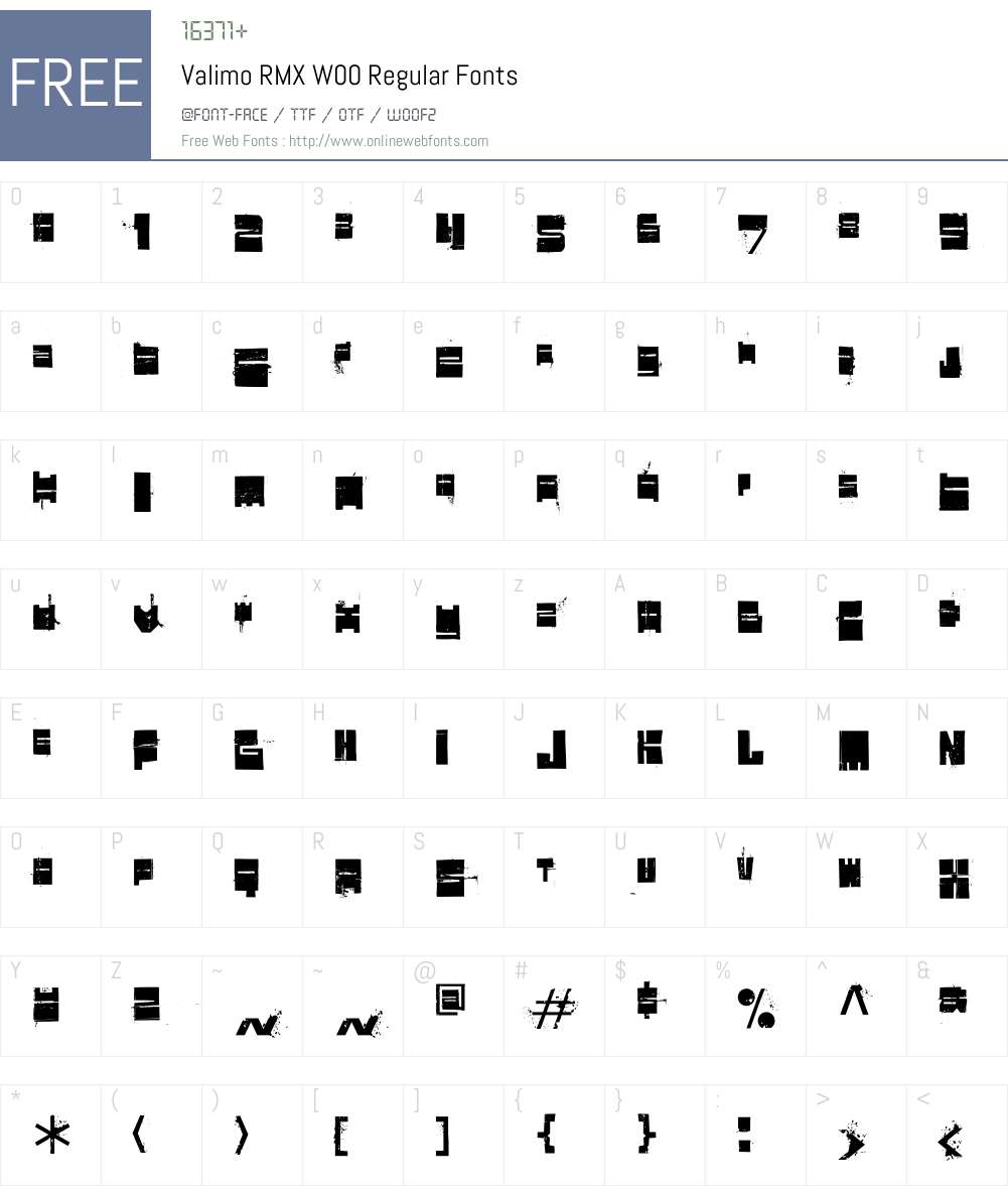 ValimoRMXW00-Regular Font Screenshots