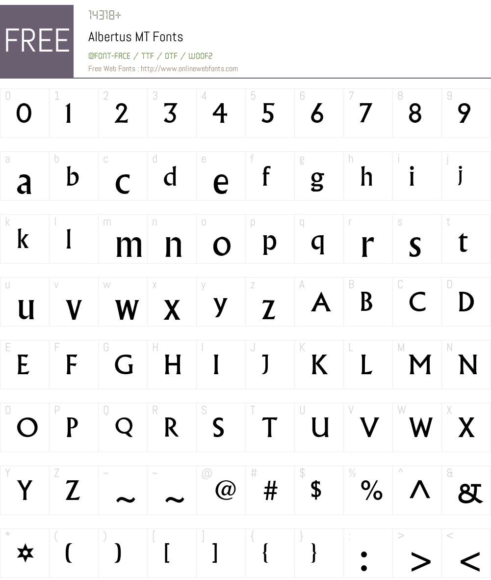 Albertus MT Font Screenshots