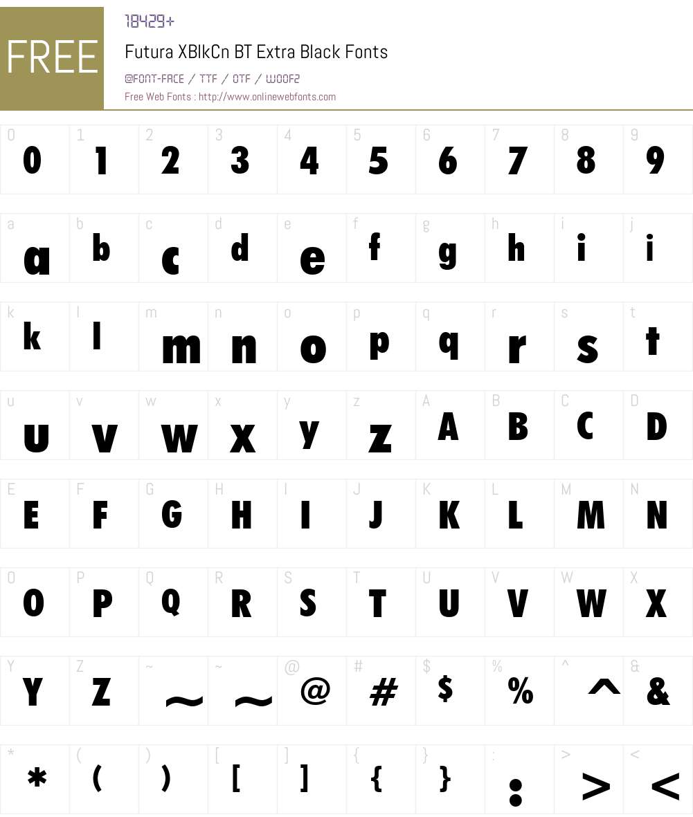 Futura XBlkCn BT Font Screenshots