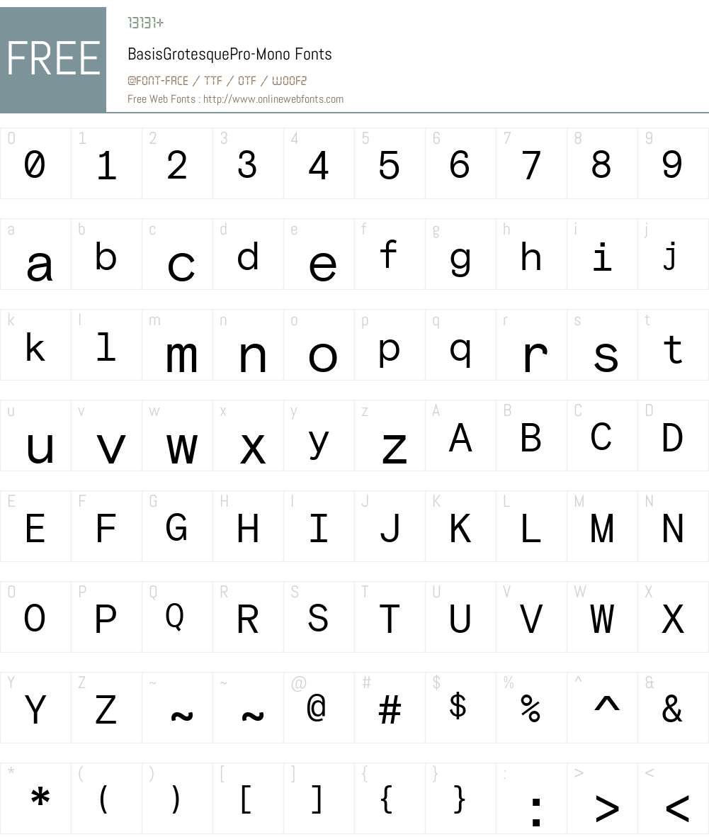 BasisGrotesquePro-Mono Font Screenshots