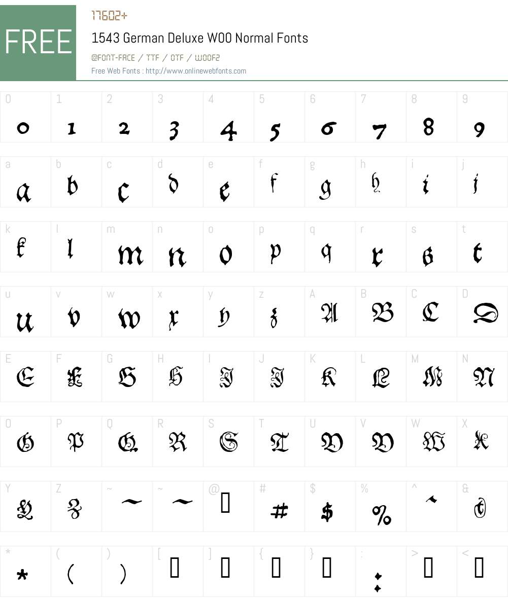 1543 German Deluxe Font Screenshots