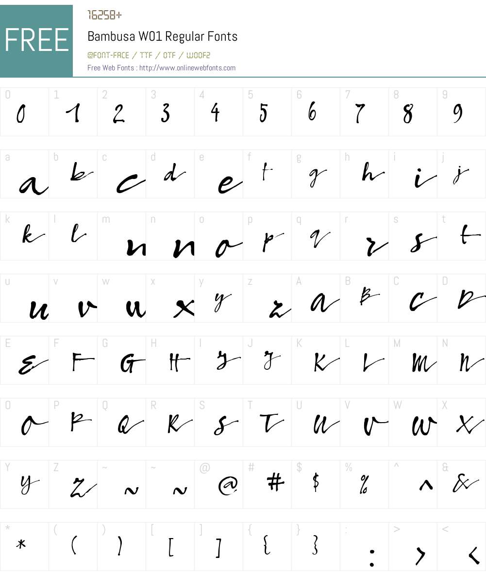 BambusaW01-Regular Font Screenshots