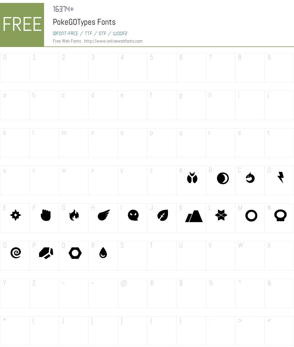 PokeGOTypes Font Screenshots