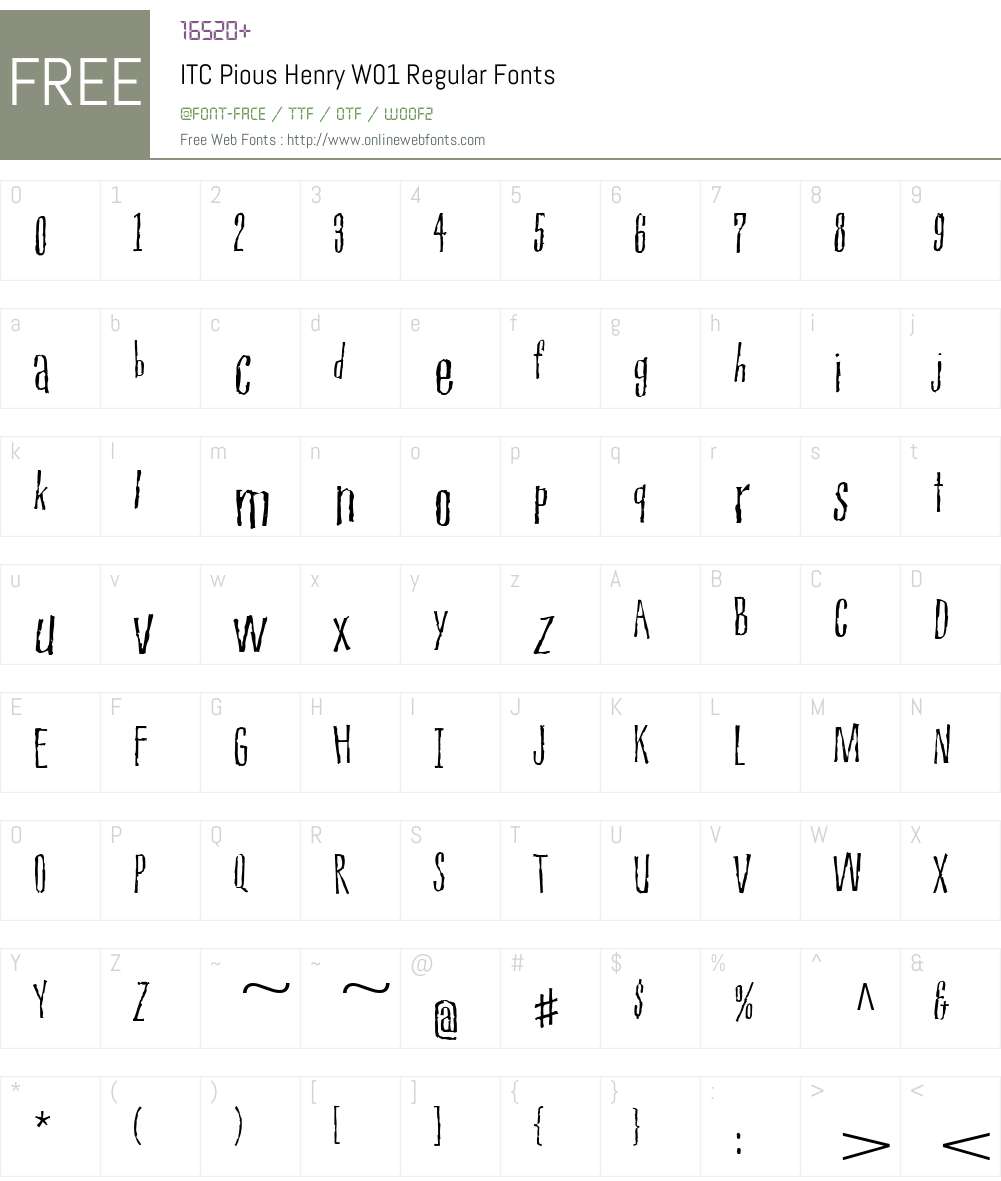 ITCPiousHenryW01-Regular Font Screenshots