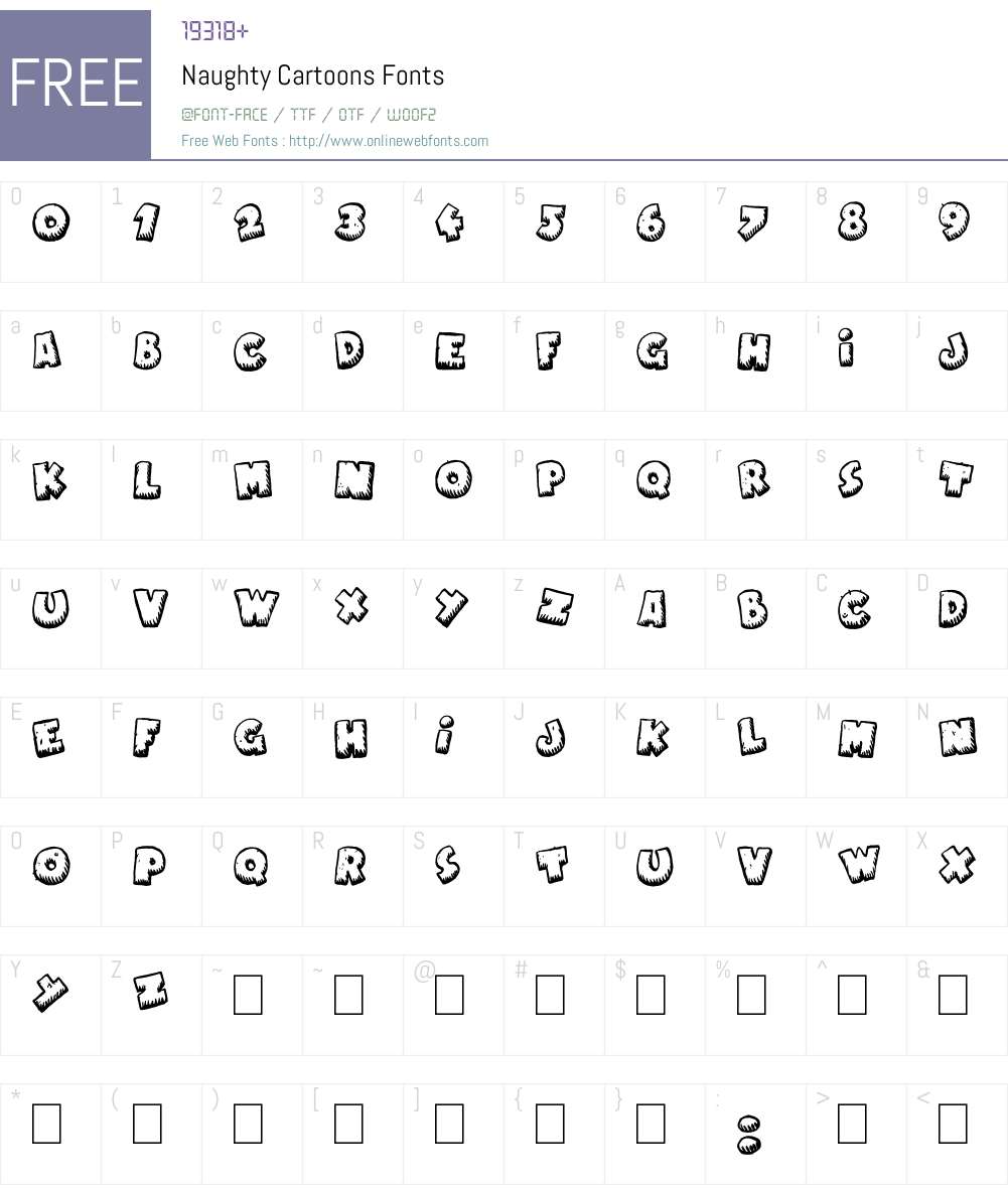 Naughty Cartoons Font Screenshots