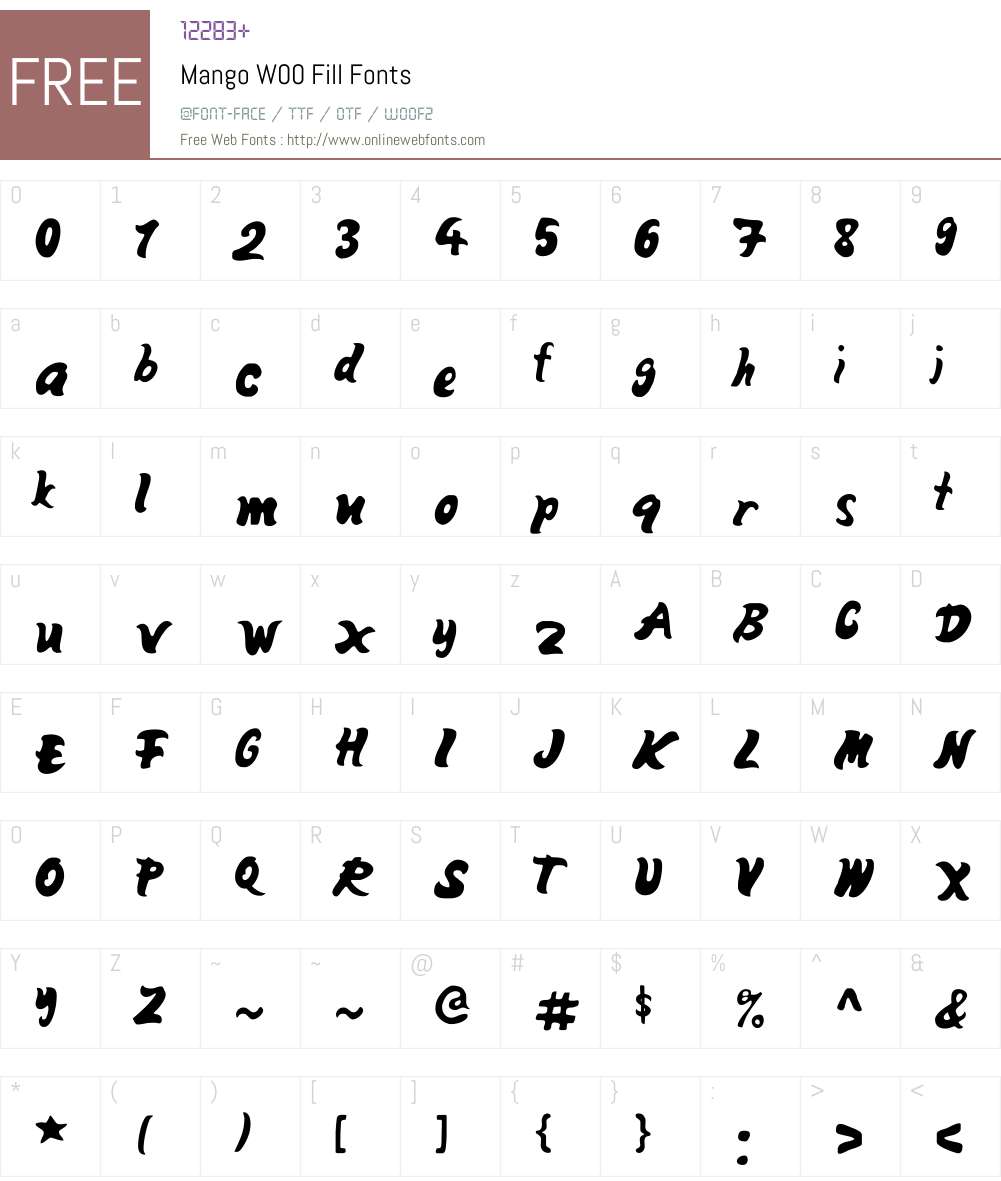 MangoW00-Fill Font Screenshots