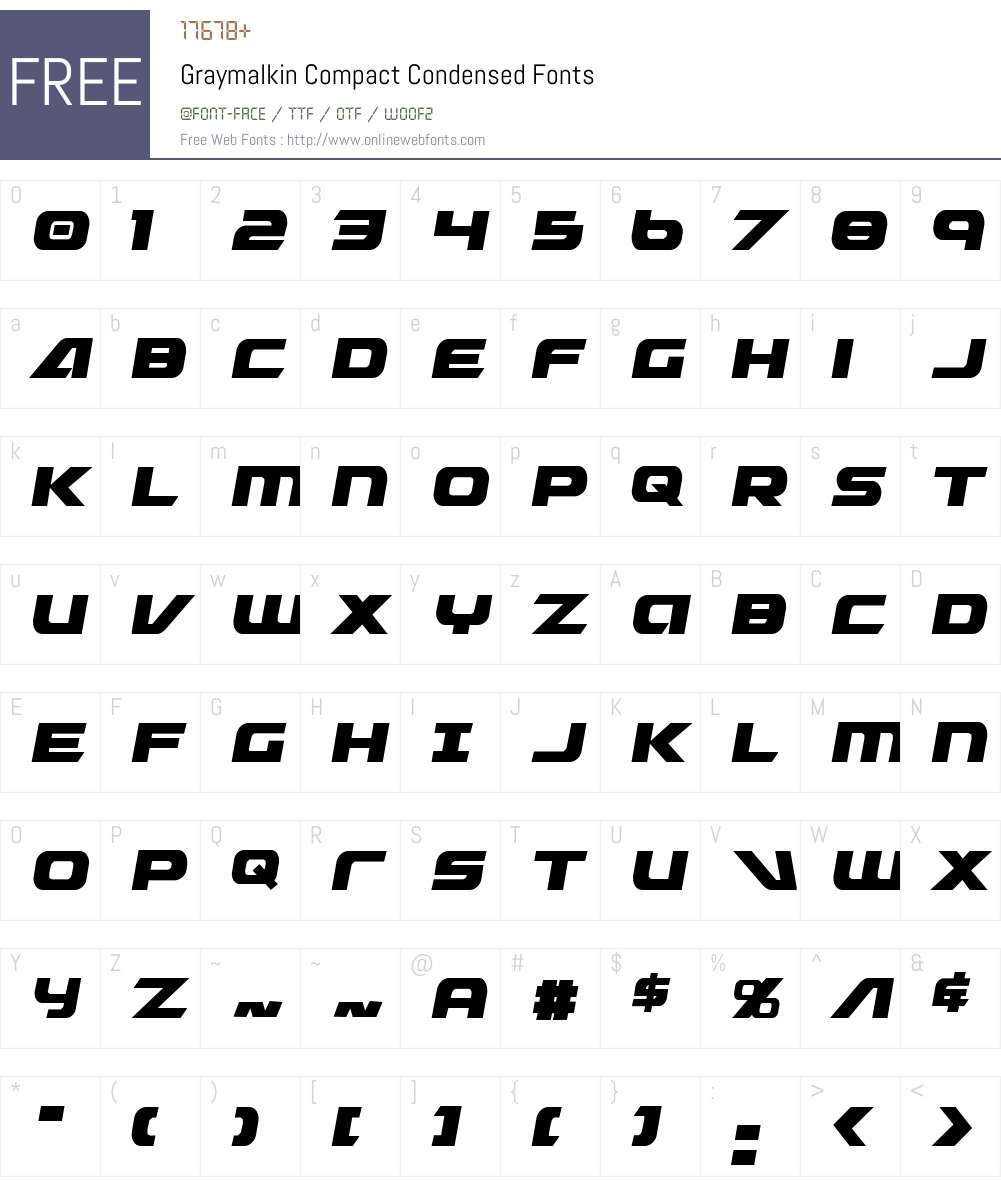 Graymalkin Compact Condensed Font Screenshots