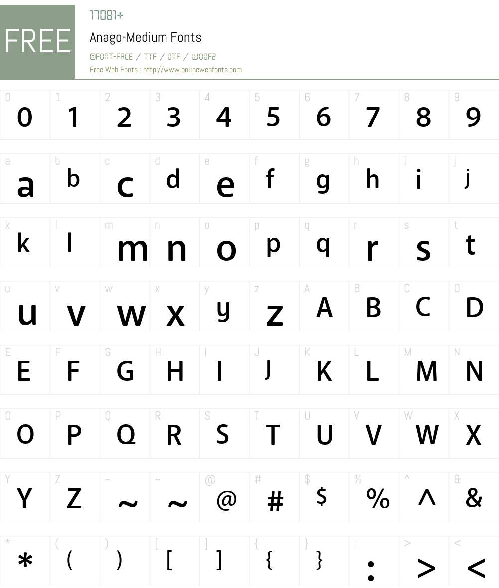 Anago-Medium Font Screenshots