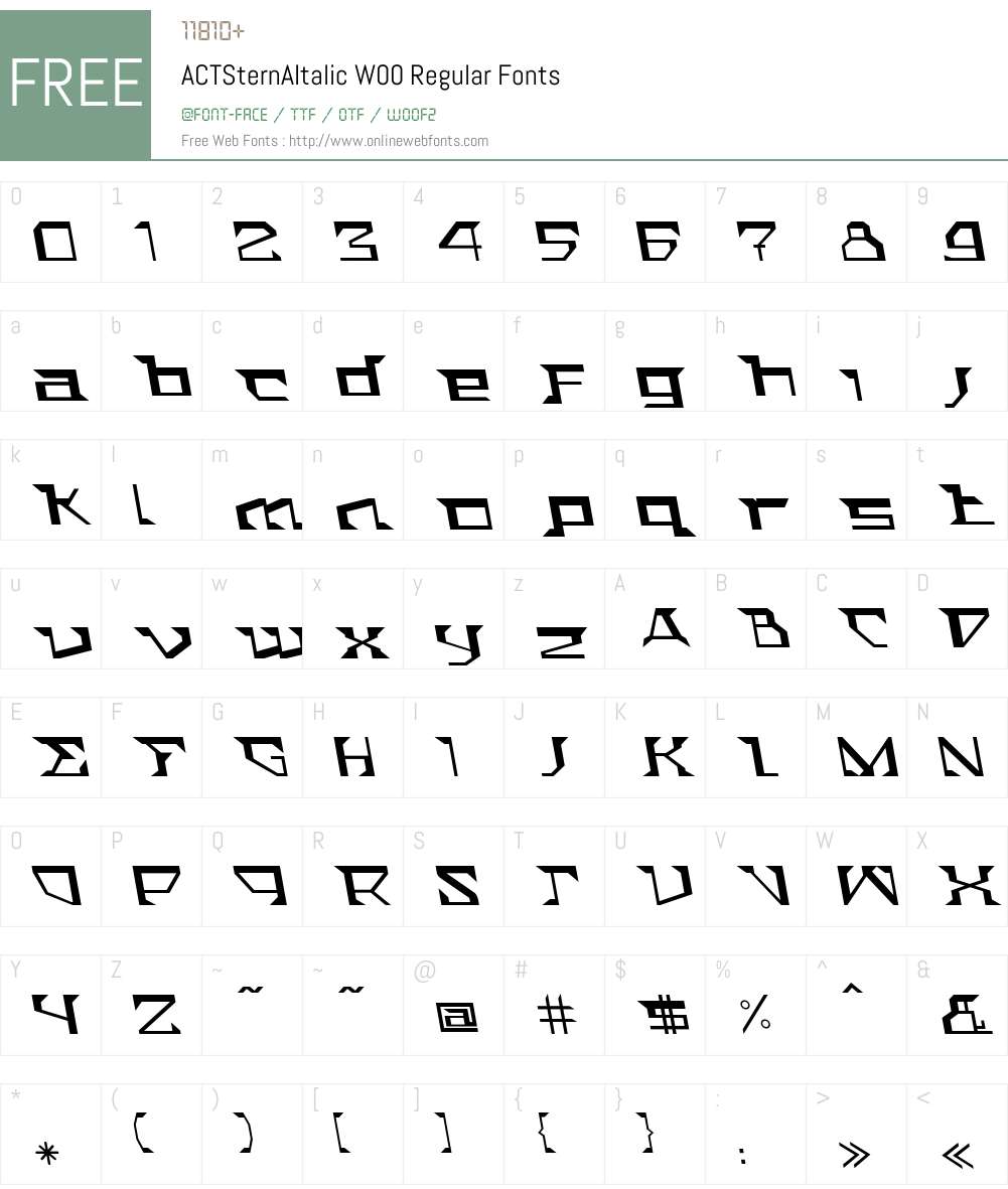 ACTSternAItalic Font Screenshots