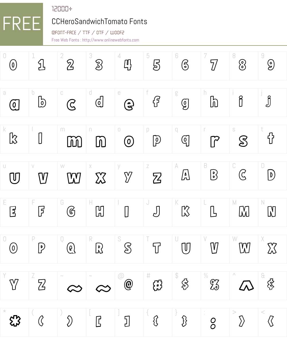 CCHeroSandwichTomato Font Screenshots