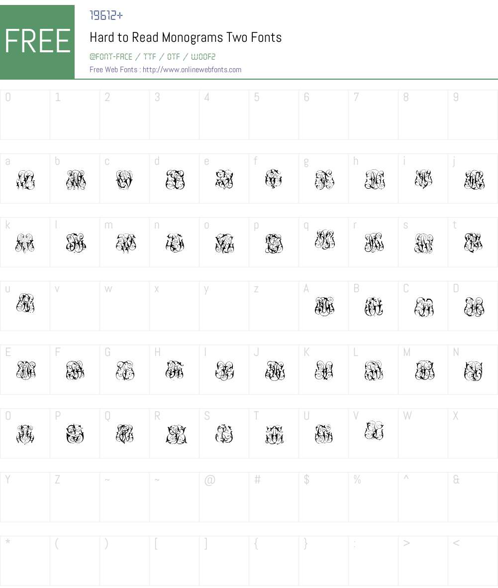 Hard to Read Monograms Two Font Screenshots