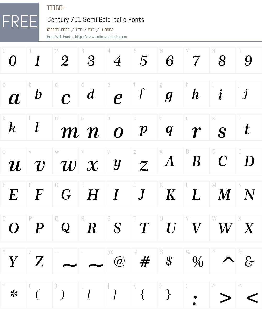Century 751 Font Screenshots