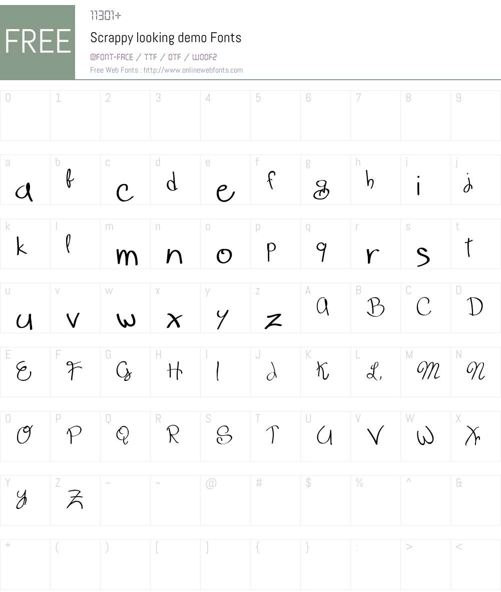Scrappy looking demo Font Screenshots