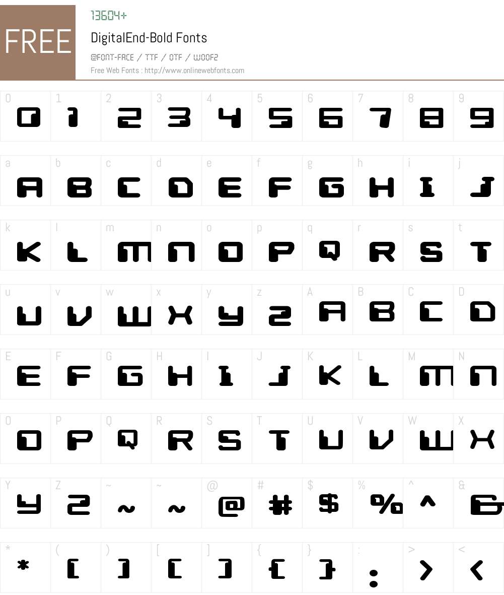 Digital End Font Screenshots