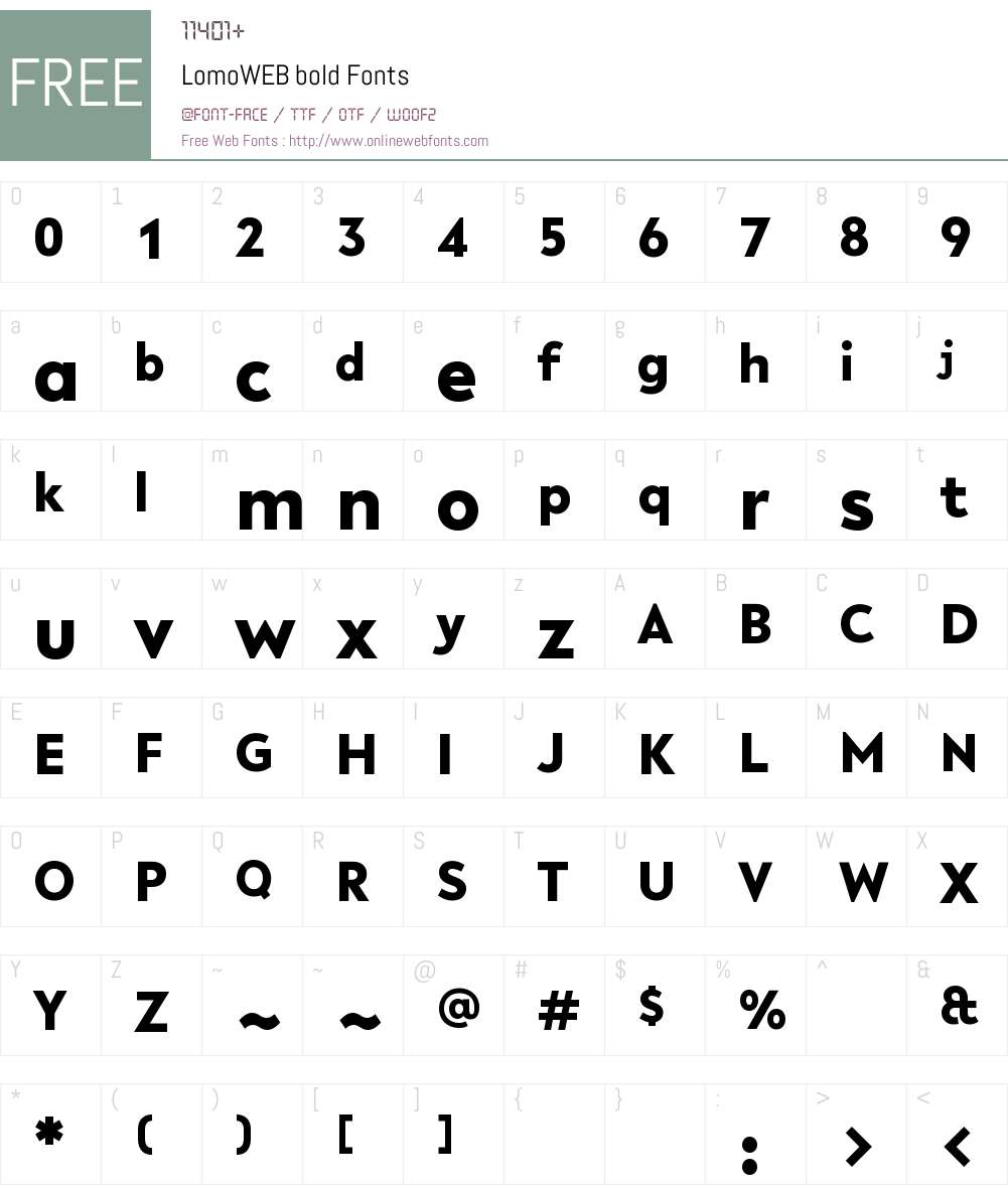 LomoWEB Font Screenshots