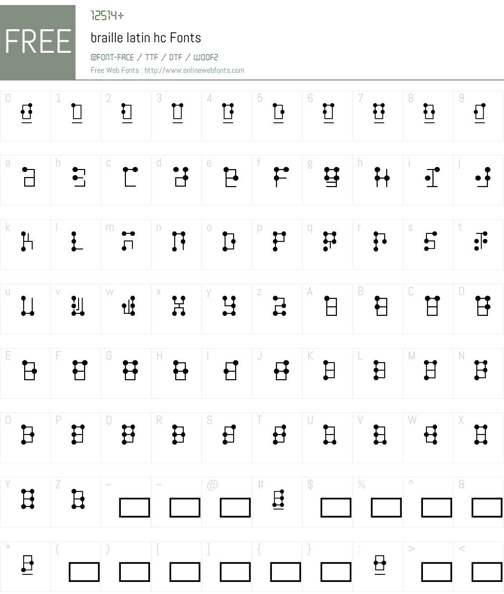 Braille Latin HC Font Screenshots